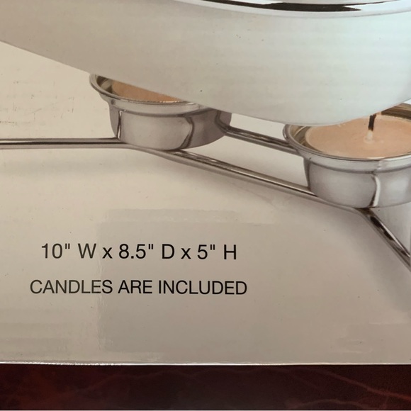 Porcelain buffet serving casserole dish & glass lid & chrome plated warmer Rack - Picture 3 of 6